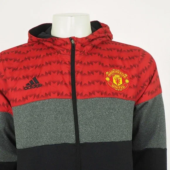 Adidas Manchester United FC Full-Zip Hoodie Jacket Mens Large Soccer Sweatshirt - Picture 2 of 5